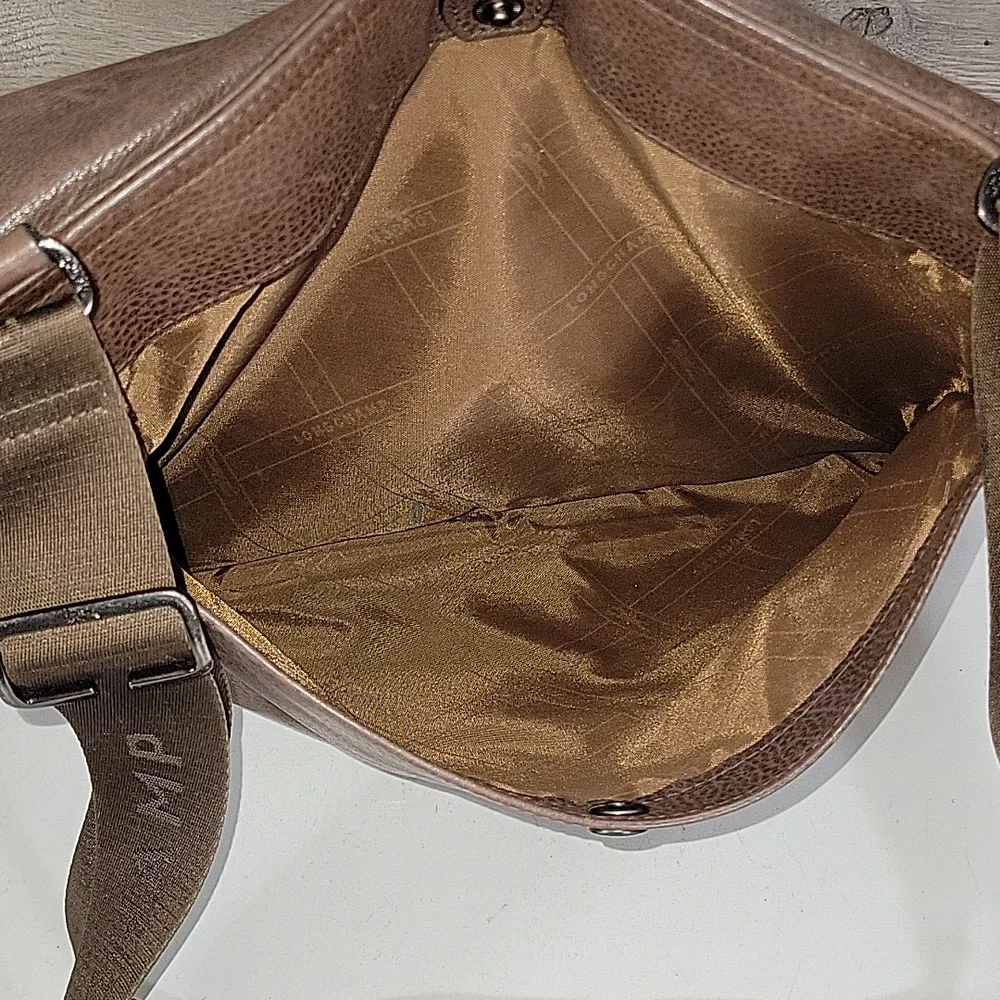 Longchamp Brown Leather Messenger Crossbody Bag